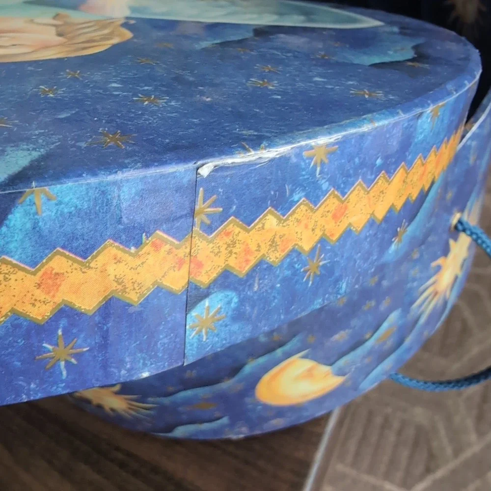 Vintage Celestial Hat Box Angel Sun Moon 90s Whimsigoth Storage Y2K Tri Coastal‎